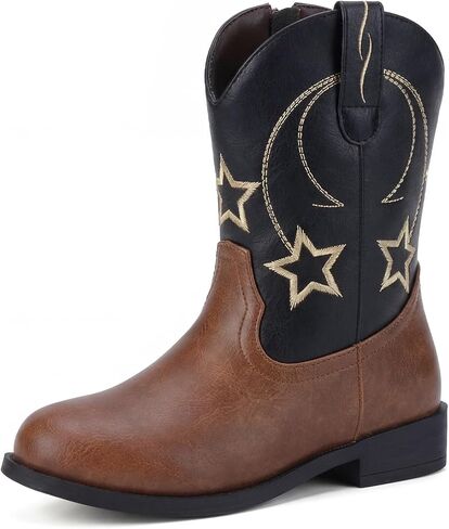 Choiran Cowboy Boots for Girls and Boys - Western Cowgirl Boots for Toddler Little Big Kids Riding Shoes with Side Zipper Round Toe in Kuwait