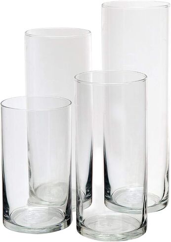 Royal Imports Glass Cylinder Flower Centerpiece Vases Set of 3 - Hurricane Candle Holder Pillar, Floating, Tealights - Use for Floral, Wedding, Home Decor, Holiday Includes 3 Floating Candles in Kuwait