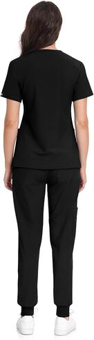 COMENII Scrubs for Women Set Comfortable Womens Scrubs-R Black XS in Saudi Arabia