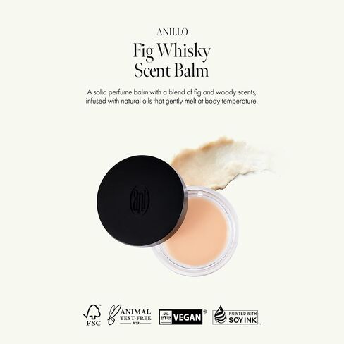 Fig Whisky Scent Balm, Portable Sized Vegan Solid Perfume Balm with Plant-Derived Formula, Fig Extract and Jojoba Oil, Andiroba Seed Oil, Body Fragrance, Woody Scent, Paraben Free (5g / 0.17 Oz) in Saudi Arabia