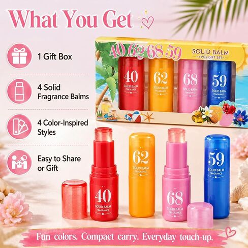 Jelly Perfume Balm Stick, Solid Perfume Balm 5 g (4 scent options（5g+5g+5g+5g）) (4 Scent Options) in Kuwait