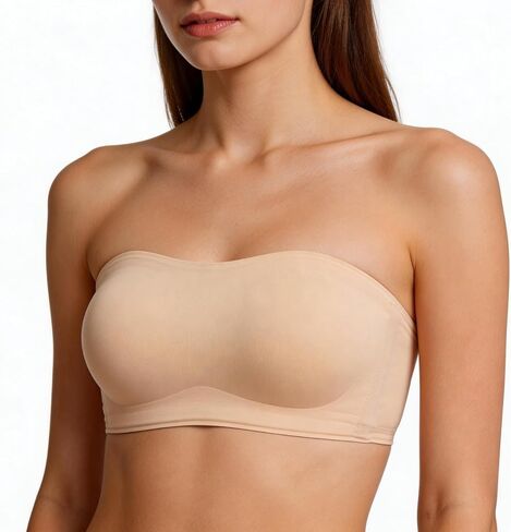 Strapless Bras for Women Wirefree Non-Slip Bandeau Bra, Seamless Padded Tube Top Invisible Bralette Comfortable Fit in Saudi Arabia