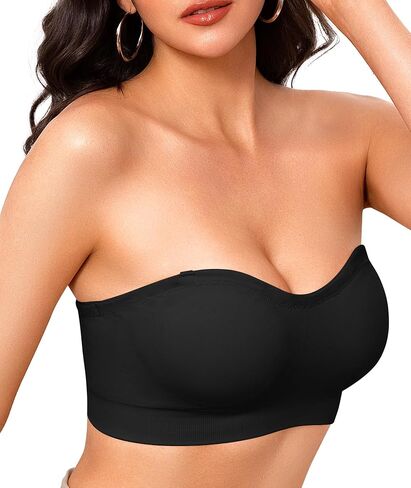 Strapless Bras for Women Non-Slip Wireless Bandeau Bra Seamless Padded Tube Top Bra Including Fabric & Clear Straps in Saudi Arabia