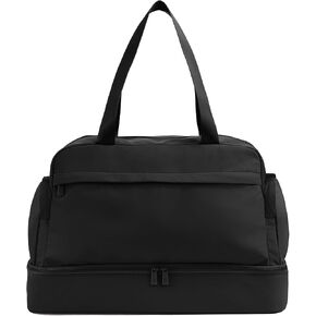 Away Featherlight Weekender Bag, 44L Carry On Travel Duffel with Laptop Sleeve and Shoe Compartment, Jet Black in Kuwait