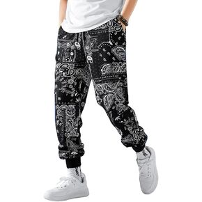 Men's Bandana Paisly Drawstring Jogger Pants Cashew Printed Sweatpants Skateboard Loose Swag Trousers with Pockets in Saudi Arabia