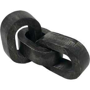 Handcarved Mango Wood 3 Chain Link Decor Decorative Wood Chain, Home Decor, Wood Decor, Farmhouse Decor, Coffee Table Decor 3.5x1.51 Rustic (Black) in Saudi Arabia