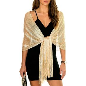 Sumolux Shawls Wraps for Evening Dresses Metallic Glitter Shawls Scarf for Women Sparkling Wedding with Free Buckle in Kuwait