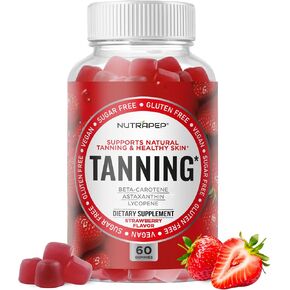 NutraPep Tanning Gummies for Women - Self Tan Bronzing Supplement that Work Without Sun - No Sugar Vegan with Astaxanthin Lycopene Beta Carotene Vitamins - Glow Up Skin Health Daily Oral Tanning Chews in Saudi Arabia