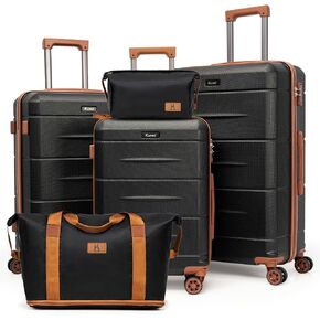 KUNEL Luggage Sets 5 Piece Hardshell Suitcase Sets with Detachable Spinner Wheels, ABS Carry on Luggage with TSA Lock,Travel,Black（20/24/28 Inch in Saudi Arabia