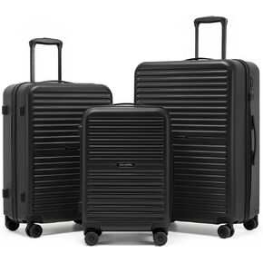LONG VACATION Luggage Sets, PC Lightweight Suitcase with Spinner wheels, 3 Piece Luggage Set with TSA Lock, Hard shell Suitcase Set, Checked Travel Suitcase (Pink, 3 Piece Set) in Saudi Arabia