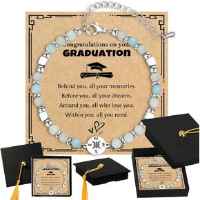 2026 Graduation Gift for Her, Natural Stone Compass Bracelets Gift for Class of 2026, with Unique Grad Cap Box and Gift Card, Adventure Begins Gifts, for Primary Middle School High School College Grads in Saudi Arabia
