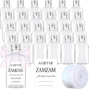 Islamic Wedding Favors Zamzam Water Bottle Muslim Wedding Prayer Favors for Guests with Thank You Cards and Ribbon for Islamic Nikkah Walima Gift Islam Muslim Marriage Gift(25 Sets) in Saudi Arabia