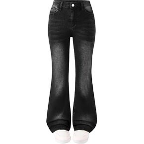 Flare Jeans for Girls Bell Bottom Denim Pants Stretch High Waisted Cute Y2k Streetwear 7-14Y in Saudi Arabia