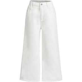 OYOANGLE Girl's Wide Leg Jeans Y2K Zipper Fly Baggy Cropped Denim Pants with Pockets Cute Jeans in Saudi Arabia