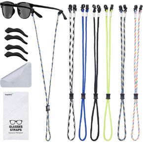 11 Pcs Sports Glasses Strap with Anti-slip Silicone Ear Clip and Cleaning Cloth, Adjustable Sunglass Lanyard Holder for Men Women, Multi Color Reading Eyewear Retainer in Saudi Arabia