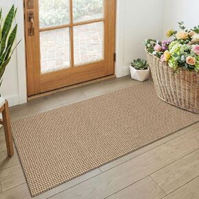 KOZYFLY Boho 2x4 Entry Runner Rug, Small Washable Runners for Entryway, Non Slip Door Mat Indoor Entrance, Front Porch Carpet for Foyer, Kitchen, Bedroom, Bathroom, Orange Beige/Tan/Brown in Kuwait