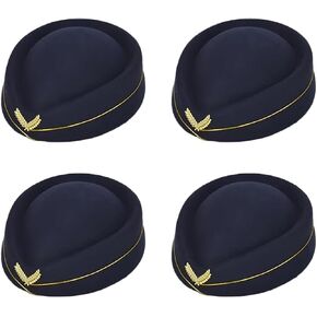 4 Pcs Women Flight Attendant Hats Felt Flight Attendant Cap Stewardess Hats Air Hostess Hat for Musical Performance in Saudi Arabia