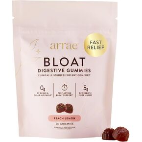 Arrae Bloat Gummies - Sugar-Free Debloat Gummies - Prebiotic Fiber - Peach Lemon Flavor - 60 Count in Saudi Arabia