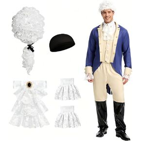 Mens Founding Father Costume,Adult Colonial Costume,Revolutionary War President General Outfit,Patriot Uniform in Kuwait