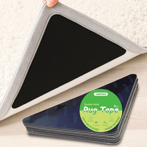 8 PCS Triangle Rug Tape, Double-Sided Non Slip Carpet Grippers, No Residue No Damage Anti-Curling Rug Pads, Keep Corners Flat for Hardwood Floors Tiles and Area Rugs in Saudi Arabia