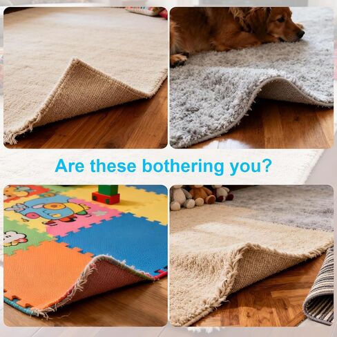 8 PCS Triangle Rug Tape, Double-Sided Non Slip Carpet Grippers, No Residue No Damage Anti-Curling Rug Pads, Keep Corners Flat for Hardwood Floors Tiles and Area Rugs in Saudi Arabia