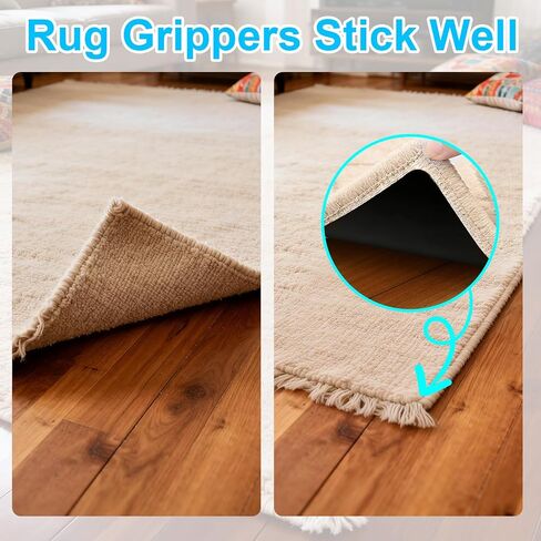 8 PCS Triangle Rug Tape, Double-Sided Non Slip Carpet Grippers, No Residue No Damage Anti-Curling Rug Pads, Keep Corners Flat for Hardwood Floors Tiles and Area Rugs in Saudi Arabia