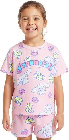 Get Trend Hello Kitty|Cinnamoroll Girls Pajamas, 2 Piece Short Sleeve T Shirt & Shorts Set, Kawaii Lounge Set, Sleepwear PJs in Kuwait