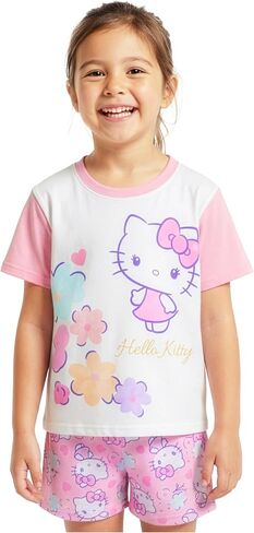 Get Trend Hello Kitty|Cinnamoroll Girls Pajamas, 2 Piece Short Sleeve T Shirt & Shorts Set, Kawaii Lounge Set, Sleepwear PJs in Kuwait