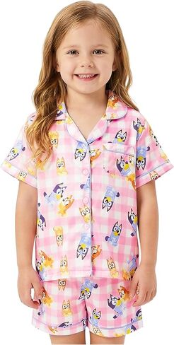 Get Trend Bluey Girls Pajama Set 2-6 Yrs, 2 Piece Button-Down Pj Shirt & Girls Shorts, Soft Loungewear & Nightwear in Kuwait