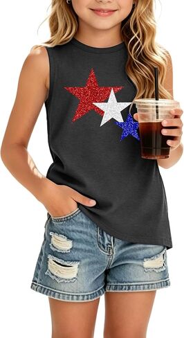 Kids American Flag Shirt Boys Girls 250th Anniversary USA Tank 4th of July T Shirts USA Sleeveless Tops in Kuwait