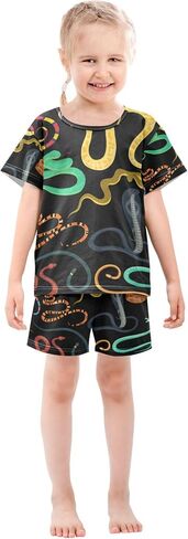 Snake Animals Black Summer Short Pajamas Set 2 Pieces Cotton Sleepwear in Kuwait