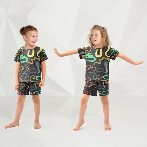 Snake Animals Black Summer Short Pajamas Set 2 Pieces Cotton Sleepwear in Kuwait