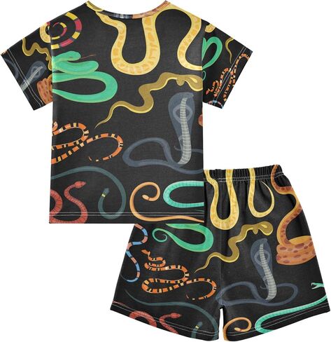 Snake Animals Black Summer Short Pajamas Set 2 Pieces Cotton Sleepwear in Kuwait