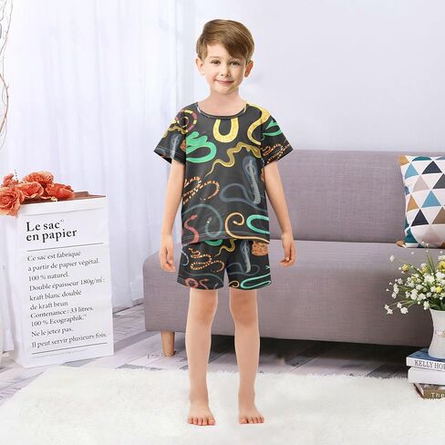 Snake Animals Black Summer Short Pajamas Set 2 Pieces Cotton Sleepwear in Kuwait