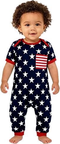 Family Matching 4th of July Pajamas Set - American Flag Stars Stripes Short Sleeve Summer Sleepwear Loungewear in Saudi Arabia