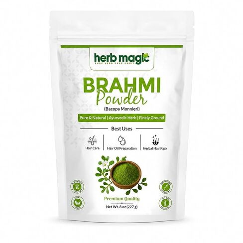 Brahmi Powder 8 oz (227 g) | Bacopa Monnieri Herbal Powder | Traditional Ayurvedic Hair Care | Additive-Free for DIY Hair Masks & Blends | Herb Magic in Saudi Arabia