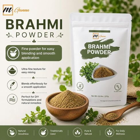 Natural Brahmi Bacopa Monnieri Powder, 1 Pound Herbal Supplement for Hair and Brain Health, 454 Grams in Kuwait