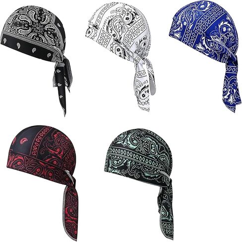 Paisley Cooling Headscarf Cap Set, 5 Pcs Breathable Sweat Wicking Head Wrap, Lightweight Elastic Bandana for Outdoor Cycling & Running in Saudi Arabia