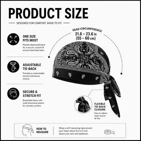 Paisley Cooling Headscarf Cap Set, 5 Pcs Breathable Sweat Wicking Head Wrap, Lightweight Elastic Bandana for Outdoor Cycling & Running in Saudi Arabia