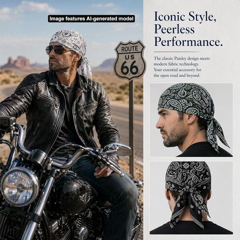 Paisley Cooling Headscarf Cap Set, 5 Pcs Breathable Sweat Wicking Head Wrap, Lightweight Elastic Bandana for Outdoor Cycling & Running in Saudi Arabia