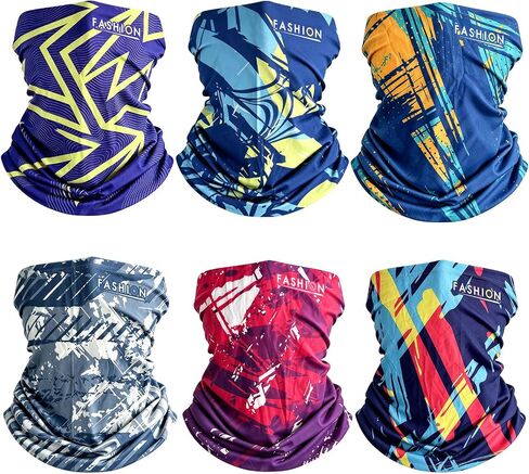Bacophy 6 Pack Cooling Neck Gaiter for Men Women, UV Sun Protection Face Mask, Breathable Summer Bandana Scarf for Outdoors in Kuwait