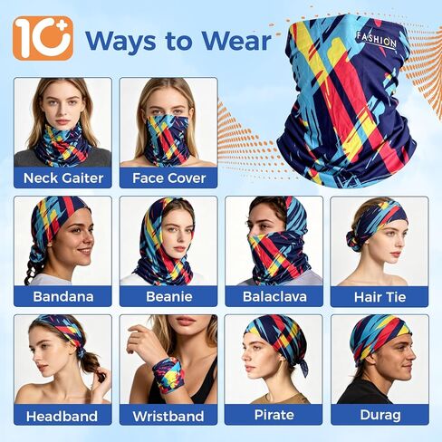Bacophy 6 Pack Cooling Neck Gaiter for Men Women, UV Sun Protection Face Mask, Breathable Summer Bandana Scarf for Outdoors in Kuwait