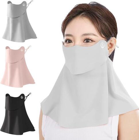 UPF 50+ Cooling Face Mask – Breathable Mouth Opening, Washable UV Protection for Golf Hiking Cycling in Saudi Arabia