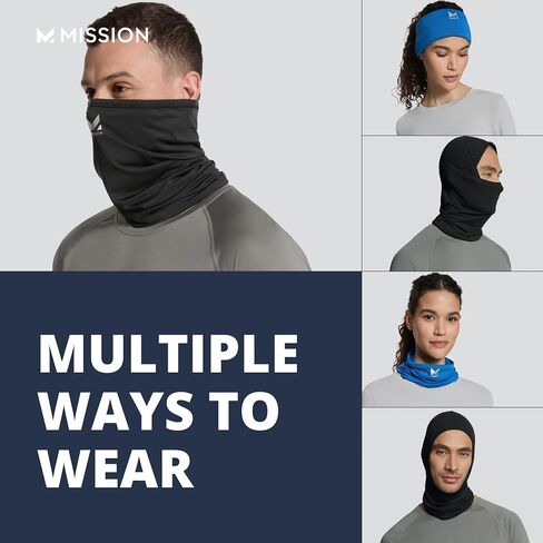 MISSION Cooling Neck Gaiter Face Mask, Breathable & Lightweight, UPF 50, Multi-Use Gaiter for Outdoors, Fishing & Hiking, 12+ Ways to Wear (Charcoal) in Kuwait