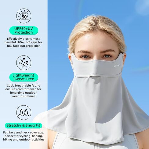 UPF 50+ Sun Protection Face Mask with Neck Coverage, UV Face Mask for Outdoor Activities, Unisex Breathable Sun Mask in Kuwait