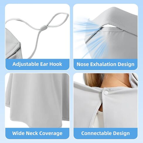 UPF 50+ Sun Protection Face Mask with Neck Coverage, UV Face Mask for Outdoor Activities, Unisex Breathable Sun Mask in Kuwait