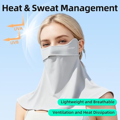 UPF 50+ Sun Protection Face Mask with Neck Coverage, UV Face Mask for Outdoor Activities, Unisex Breathable Sun Mask in Kuwait