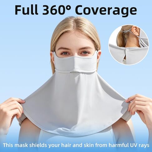UPF 50+ Sun Protection Face Mask with Neck Coverage, UV Face Mask for Outdoor Activities, Unisex Breathable Sun Mask in Kuwait