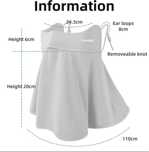 UPF 50+ Sun Protection Face Mask with Neck Coverage, UV Face Mask for Outdoor Activities, Unisex Breathable Sun Mask in Kuwait