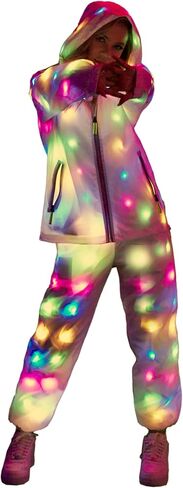 LED Light Up Hooded Jacket for Women and Men – 3 Modes(Slow Flash/Fast Flash/Steady),Washable,for Glow Party & Rave in Saudi Arabia